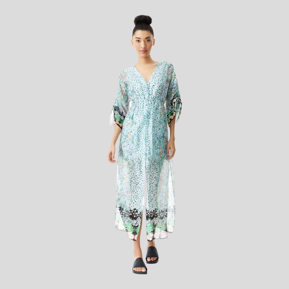 🆕 👗 Alice+Olivia Arlinda Button-Front Kimono Maxi Dress Size: 4 | Color: Multi - Picture 3 of 6